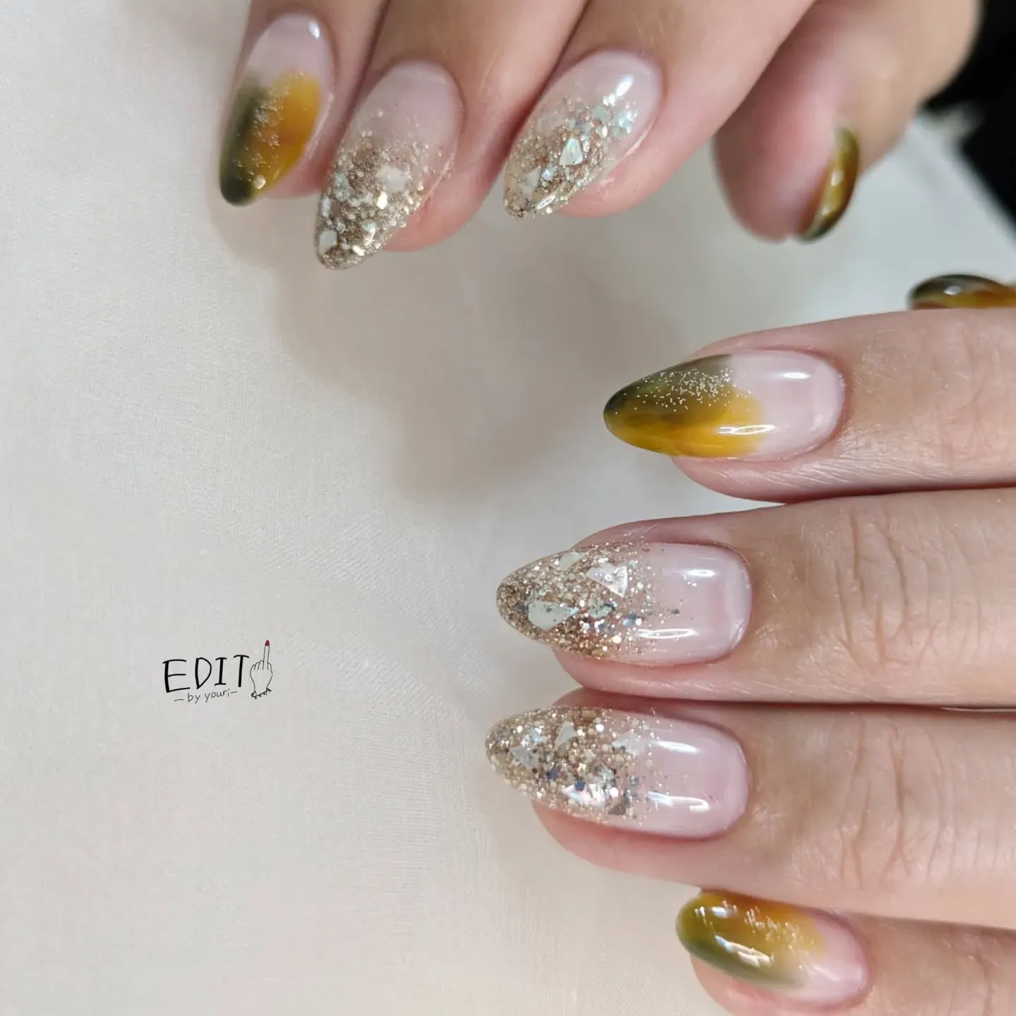 お持ち込み画像参照 キラキラ塗りかけ✨秋めいてきましたね🍁🍂